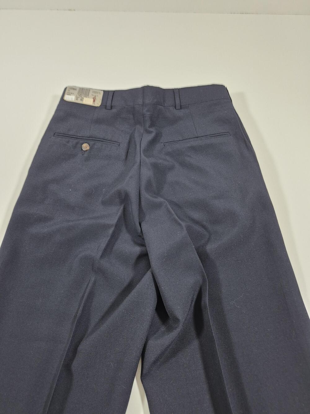 VTG Racquet Club Dress Pants Mens 30x36 Blue Wool Poly Flat Front Unhemmed NWT - Picture 6 of 11